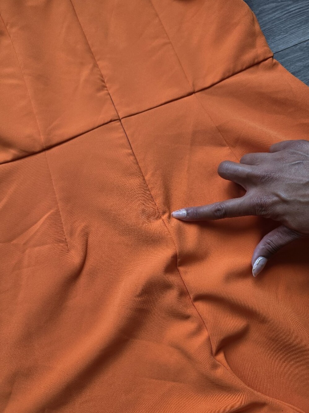 ⚡️$16 FINAL✨️ New York & Co Flutter Sleeve Orange Wide-Leg Jumpsuit Size L 🔴 - Picture 15 of 16